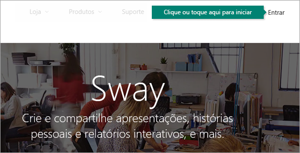 Botão Iniciar sessão na barra de ferramentas