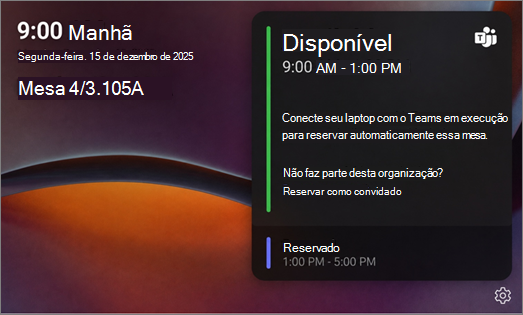 Tela disponível do hub de mesa
