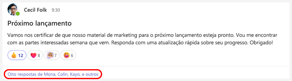 Uma caixa vermelha destaca um link abaixo de uma postagem.