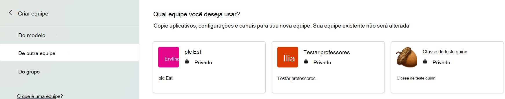 seleção de equipa