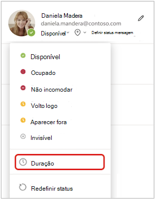 Duração no menu status
