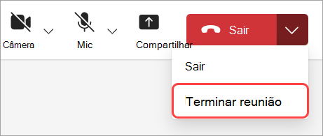 Selecione Encerrar reunião para encerrar a reunião para todos os participantes.