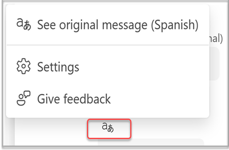 Forneça feedback ao Teams sobre os resultados da tradução.