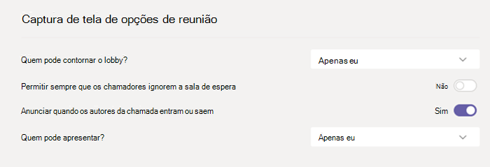 Opções de mensagem no Teams.