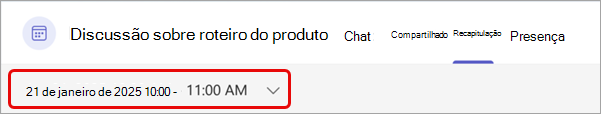 Vista do resumo da reunião no Teams