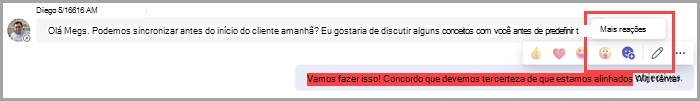 Selecione mais reações para adicionar emoji às suas reações padrão.
