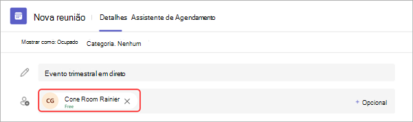 Captura de tela mostrando como conectar um MTR a um evento ao vivo no Teams.