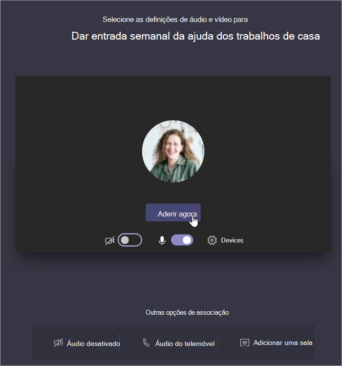 Selecione Ingressar agora para entrar na reunião.