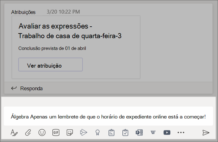 Uma postagem digitada na caixa de composição.