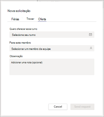 Ofereça uma mudança para um companheiro de equipe em Shifts.