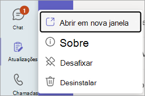 Abra Atualizações em uma nova janela