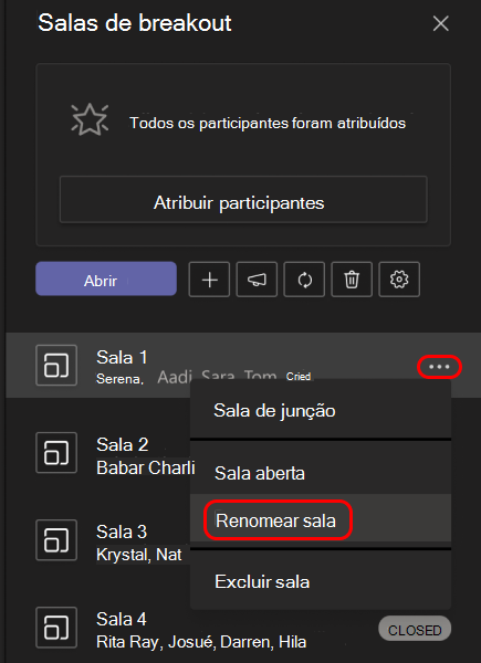 Imagem mostrando como renomear uma sala de sessão de grupo.
