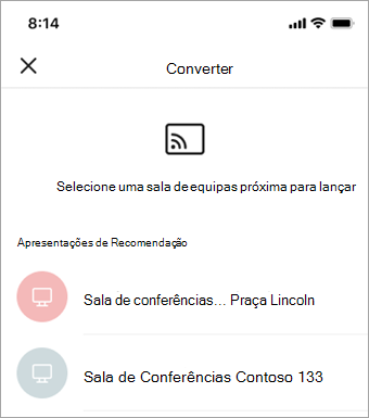 Selecionar um ecrã disponível