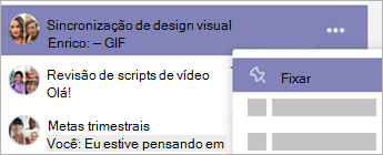 Um chat em grupo chamado Revisões de script de vídeo é fixado