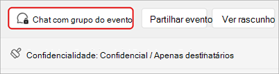 Captura de tela mostrando como iniciar um bate-papo em grupo de evento.