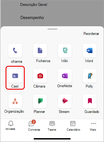 Toque em Ecrãs