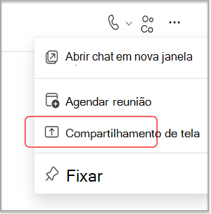 Partilhar o seu ecrã numa conversa do MS Teams