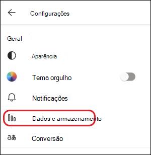 Definição teams-mobile-data and storage setting