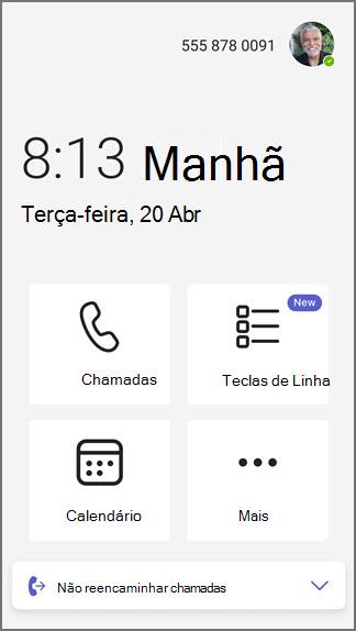 Chaves da linha telefônica do Teams em casa