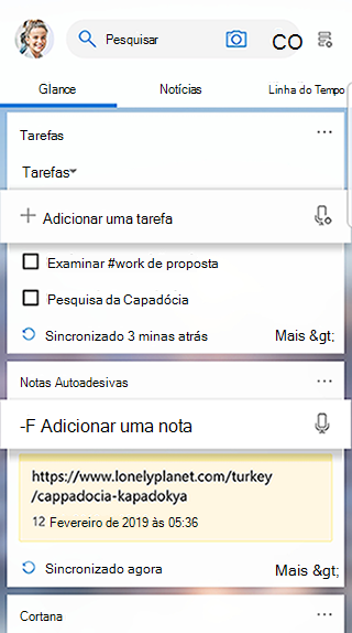 Captura de tela mostrando as tarefas card no Feed do Inicializador