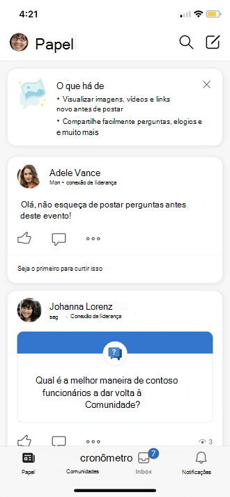 Exibir feed móvel