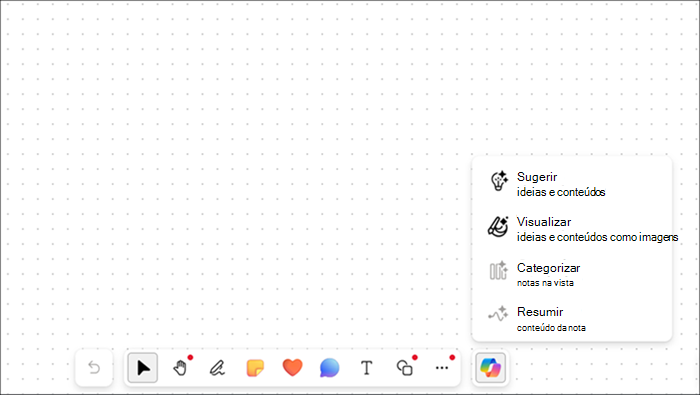 Captura de tela do Menu Principal do Copilot, todas as opções.