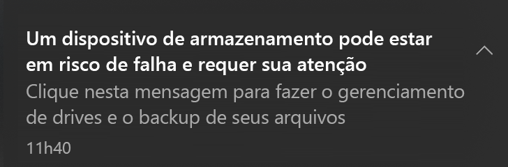 Mensagem de alerta crítico