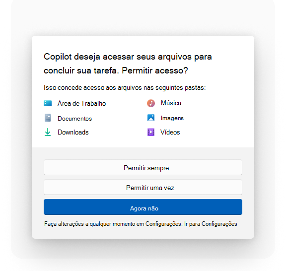 Caixa de diálogo de consentimento de compartilhamento de arquivo