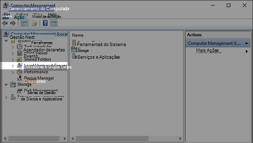 O aplicativo de gerenciamento de computadores