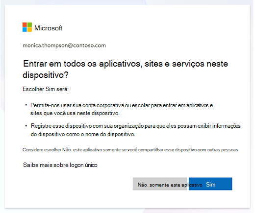 Pedido para iniciar sessão em dispositivos