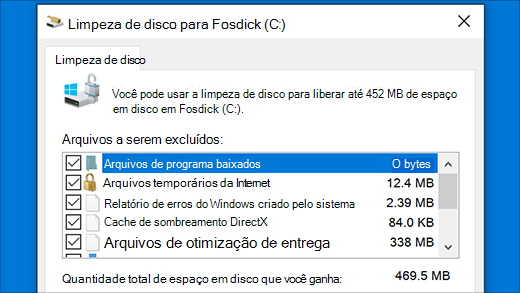 Executar o utilitário Limpeza de Disco