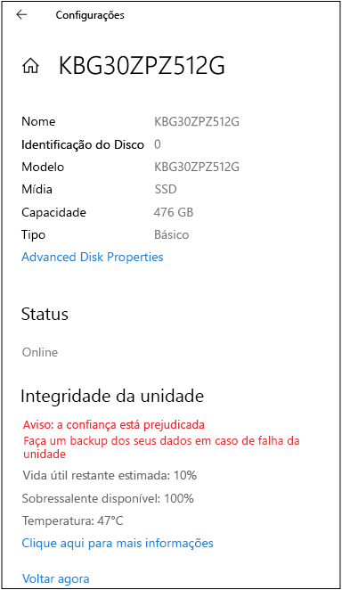Um exemplo de uma página de disco