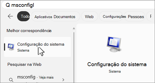 Pesquisar MSConfig.