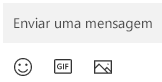 Abaixo da caixa Mensagem estão botões para inserção de emoji, GIF ou imagem.