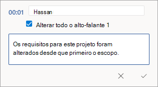 Renomear um nome de transcrição ou edite a seção.