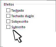 Escolha Sobrescrito ou Subscrito