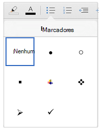 Opções de marcador