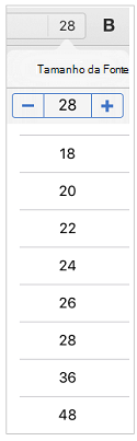 Lista de tamanhos de fonte para iPad