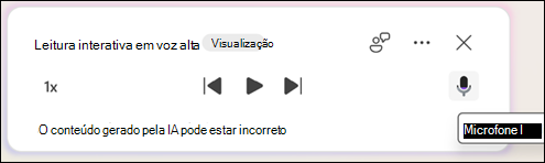 Para fazer perguntas relacionadas a documentos do Copilot, clique no botão Silenciar.