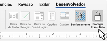 Botão Proteger formulário na guia Desenvolvedor