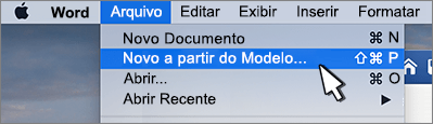 Novo da opção de modelo