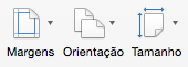 Clique para definir margens, orientação e tamanho