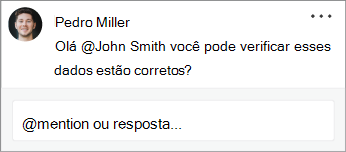 Um contato mencionado em um comentário