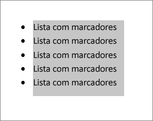 Texto selecionado de uma lista com marcadores