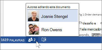 Nomes dos autores que estão trabalhando em um arquivo