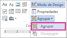 controles de grupo do modo do desenvolvedor