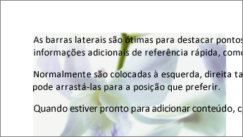 Exemplo de uma imagem por trás de um bloco de texto