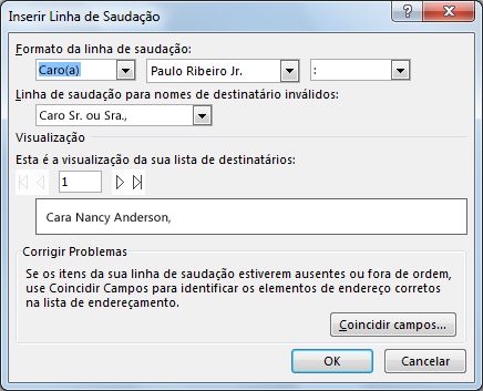 Opções de Linha de Saudação