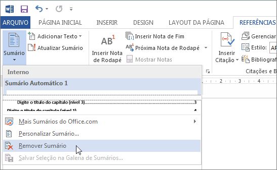 Remover Sumário