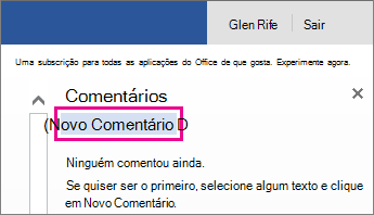 Adicionar um novo comentário no modo de exibição de leitura